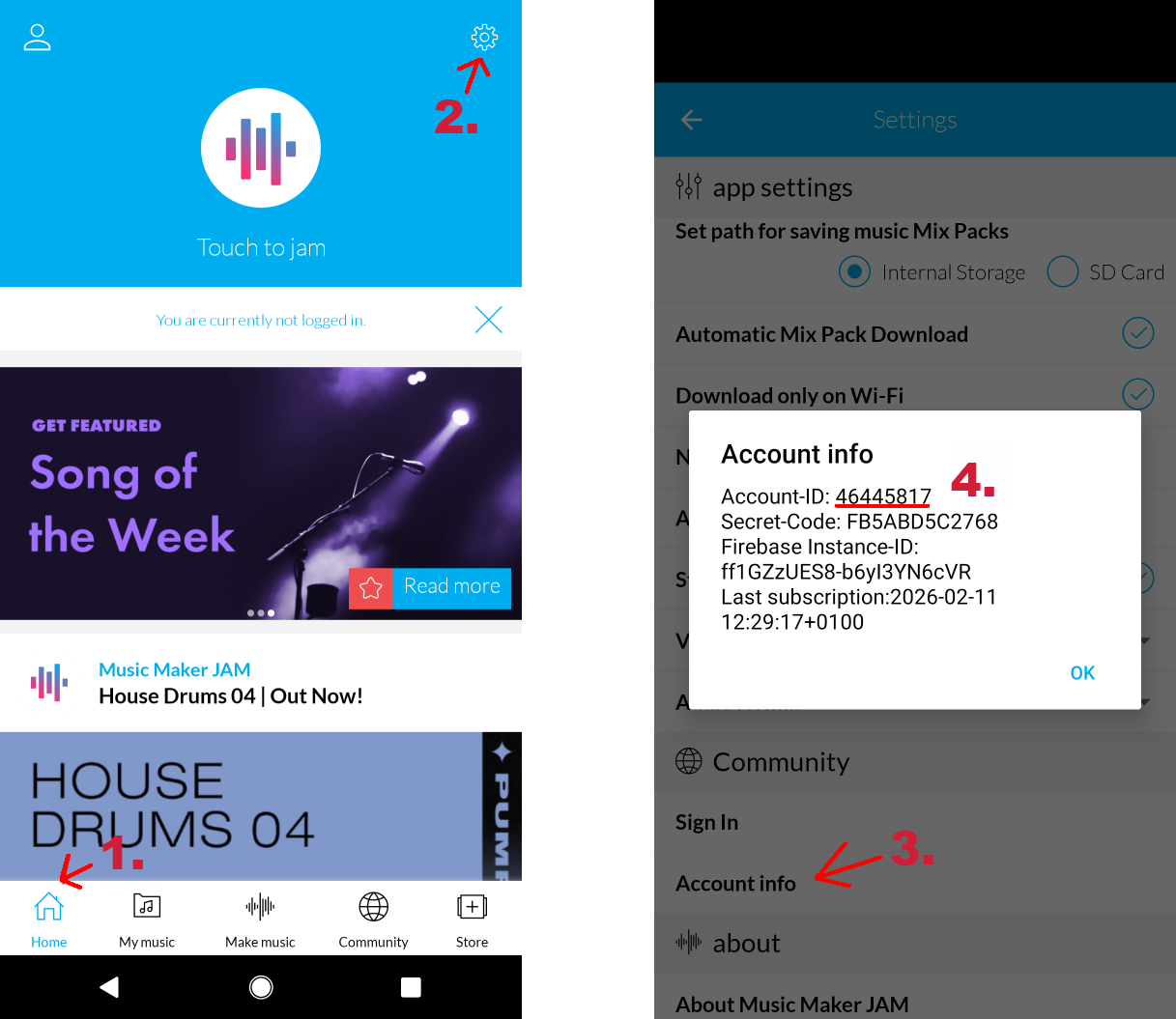 Music Maker JAM Account ID